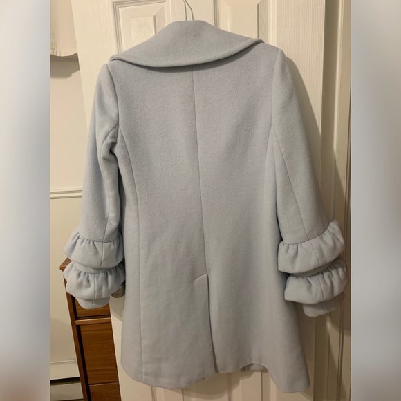 Club Monaco Light Blue Ruffled Sleeves Coat - Picture 5 of 13